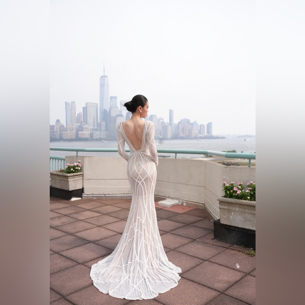 Rachel Gilbert Isabel Long Sleeve Wedding Gown Hand Embellished AU0/US2 NWT